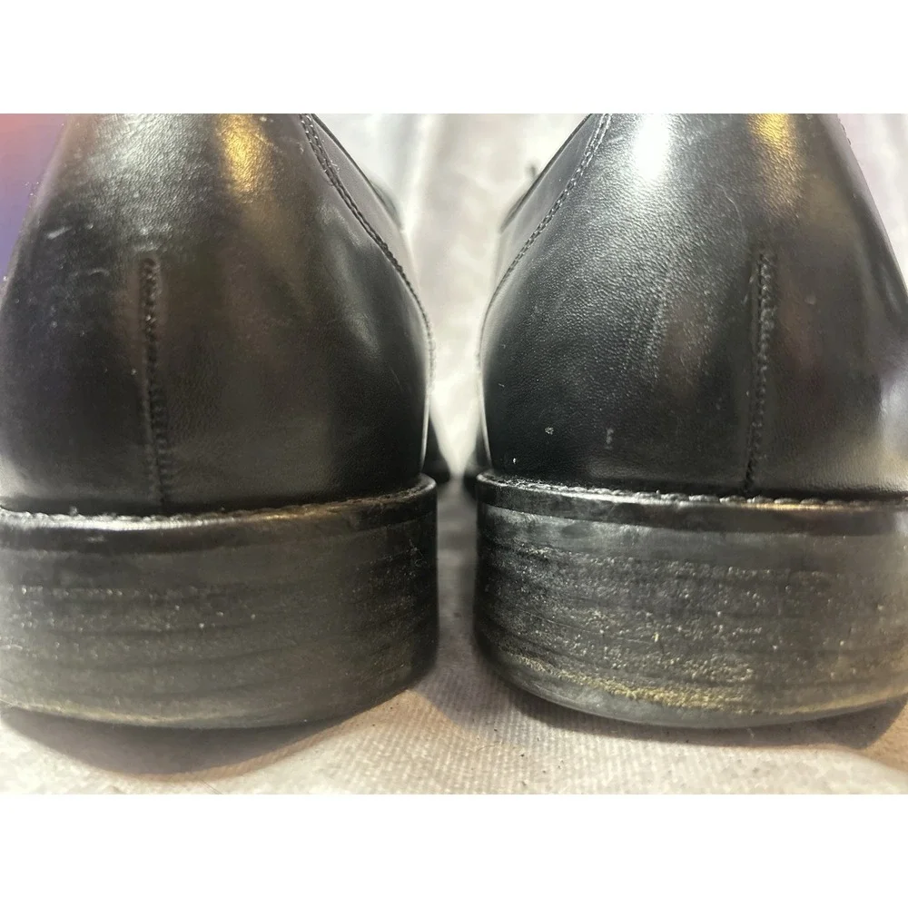 Men's Black Leather Lace Up Oxford Dress Shoes Round Toe Rubber Sole Solid
